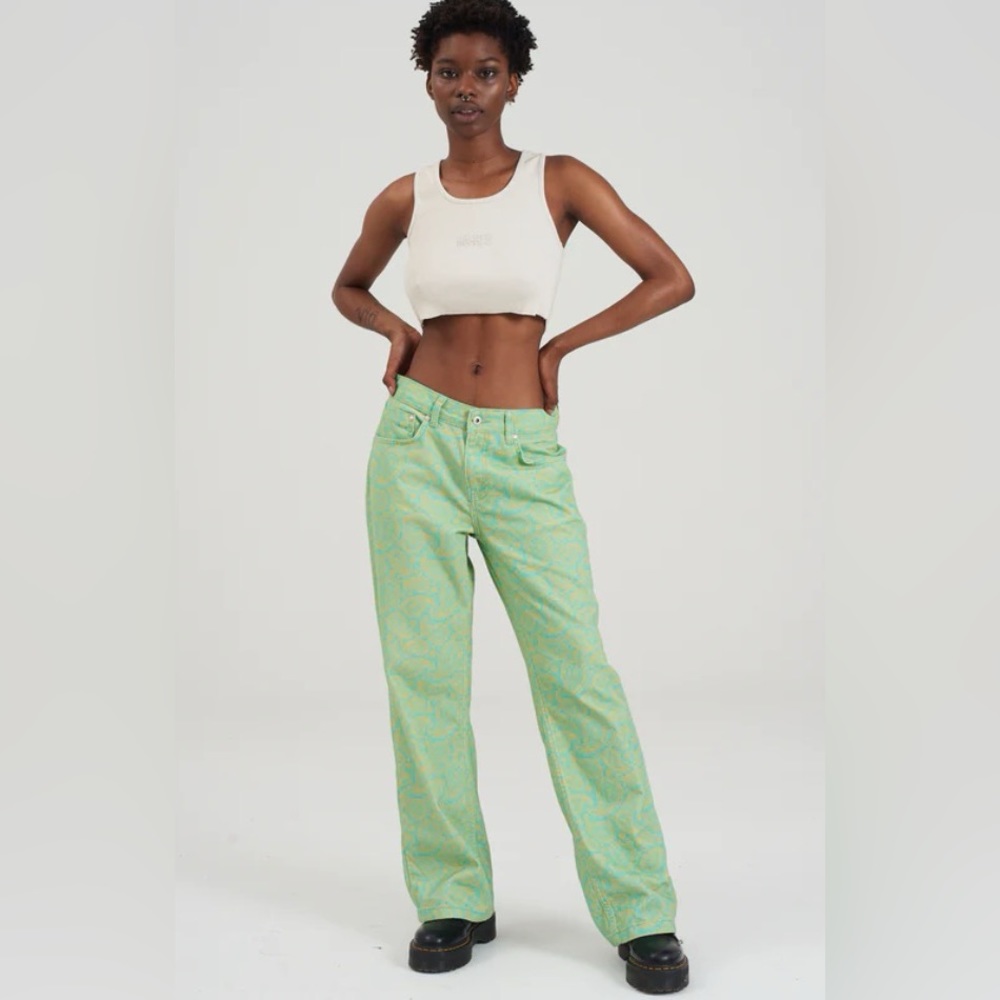 The Ragged Priest Green Patterned Straight Leg Jeans - Picture 3 of 15